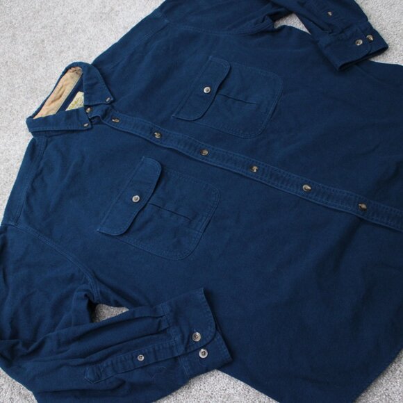 Cabela's Shirt Mens XL Blue Deerskin Soft Chamois Cotton Shacket L/S Button - Picture 6 of 12
